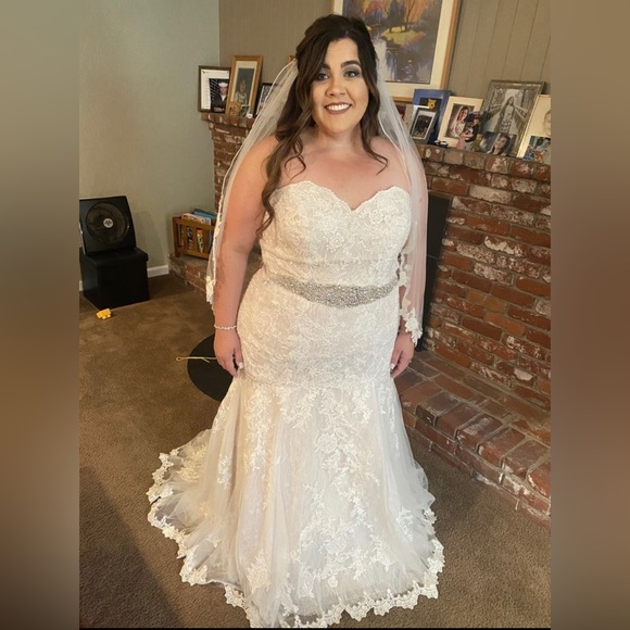 2021 David’s Bridal Plus Size Mermaid Wedding Dress STYLE# AI13030441 - Picture 1 of 8